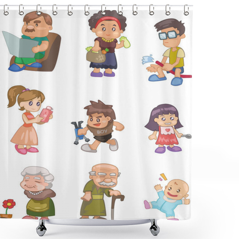 Personality  Cartoon Family Shower Curtains