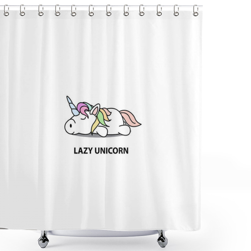 Personality  Lazy Unicorn Icon, Logo Design, Vector Illustration Shower Curtains