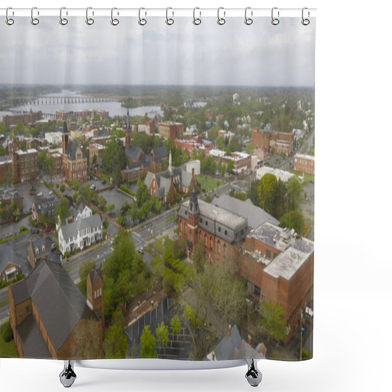 Personality  Aerial Perspective Over The Downtown Urban City Center Of New Bern NC Shower Curtains