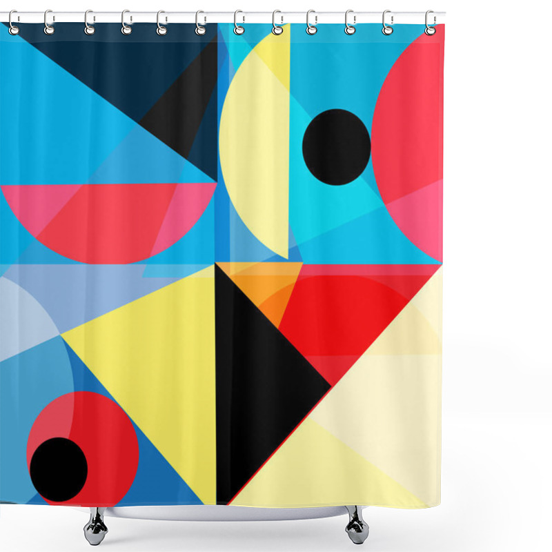 Personality  Abstract Vector Background With Different Geometric Elements On A Retro Background Shower Curtains