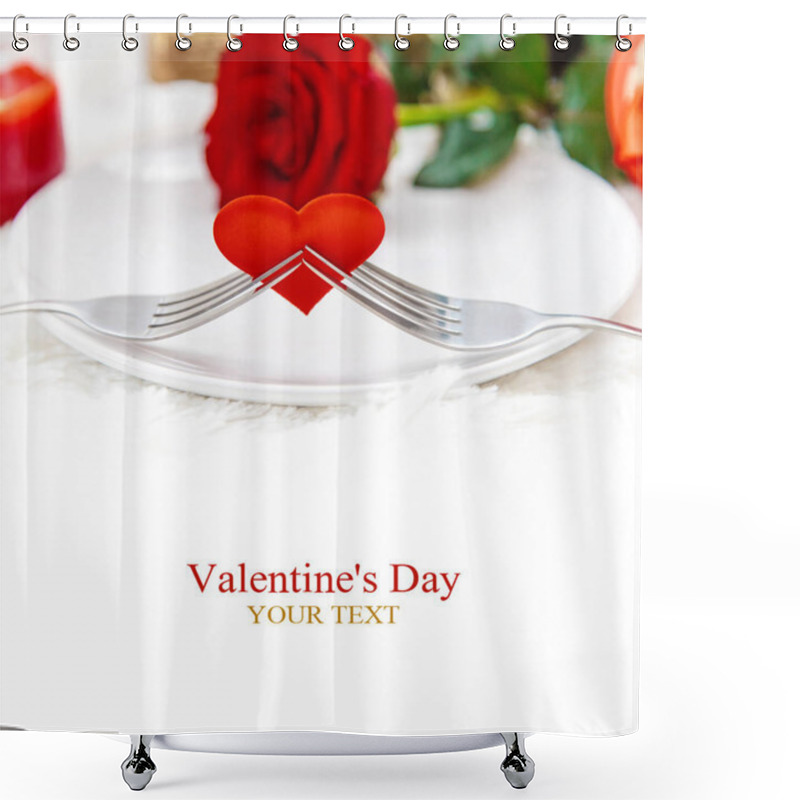 Personality  Valentine's Day. Beautiful Background Greeting Card With A Rose. Selective Focus. Holiday. Shower Curtains