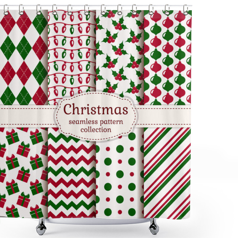 Personality  Christmas Seamless Patterns. Vector Set. Shower Curtains