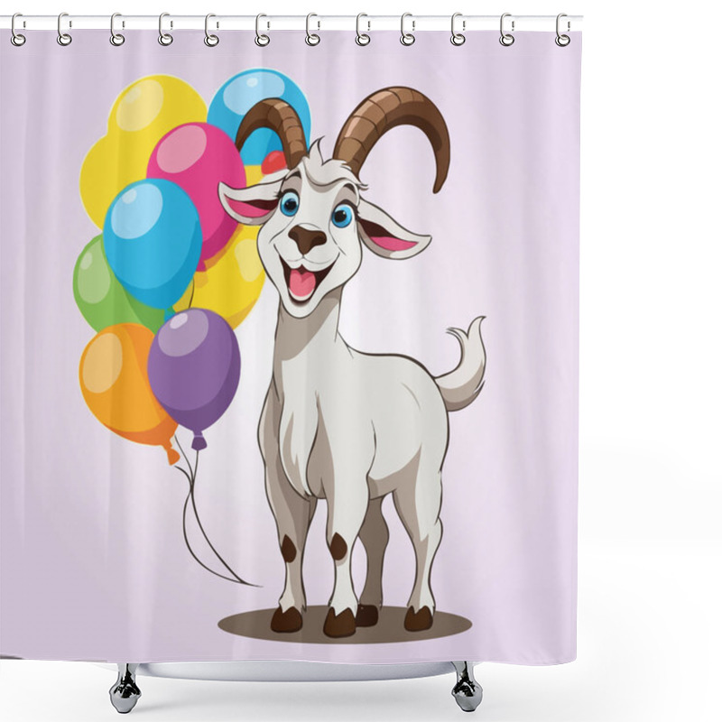 Personality  Illustration Of A Happy Goat With A Big Smile On A White Background Shower Curtains