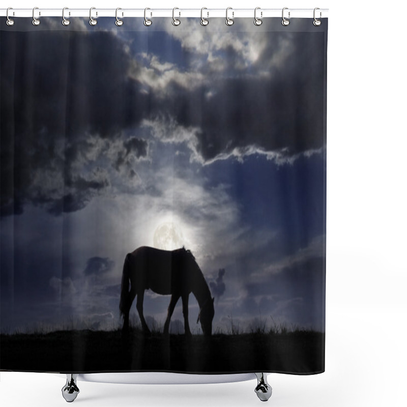 Personality  Pasture In The Moonlight Shower Curtains