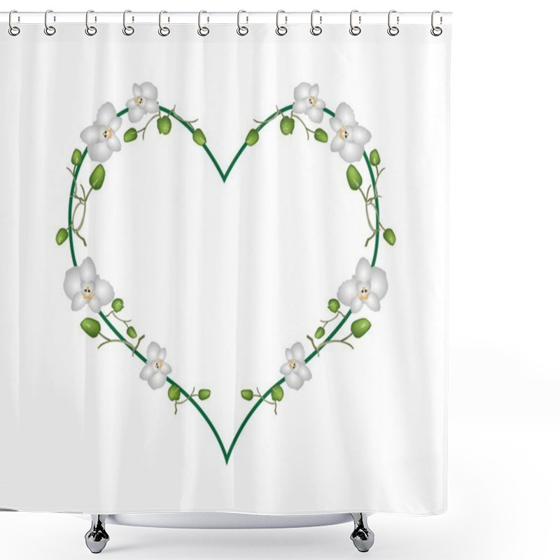 Personality  Moon Orchids Flowers In A Heart Shape Shower Curtains