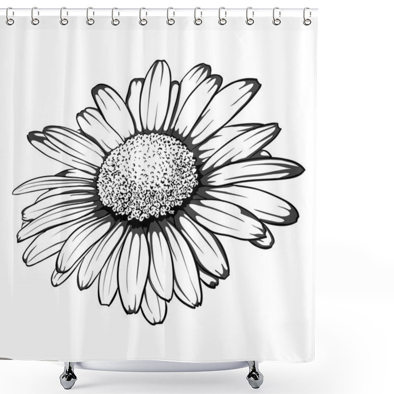 Personality  Beautiful Monochrome, Black And White Daisy Flower Isolated. Shower Curtains