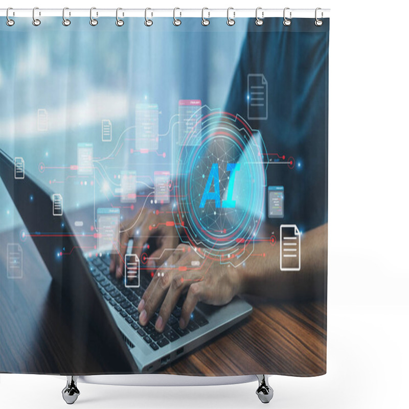 Personality  A Forward-thinking Businessman Utilizes AI For Document Management, Streamlining Operations, Enhancing Accuracy, And Boosting Productivity Through Automated Workflows And Intelligent Data Processing. Shower Curtains