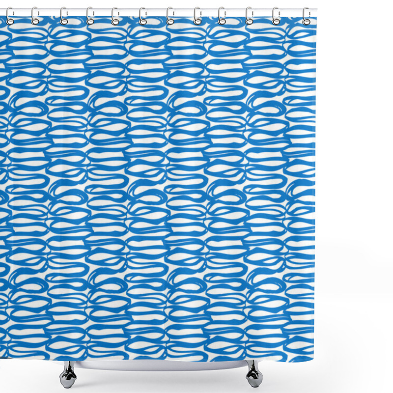 Personality  Seamless Bold Pattern With Doodles And Lines In Blue Shower Curtains