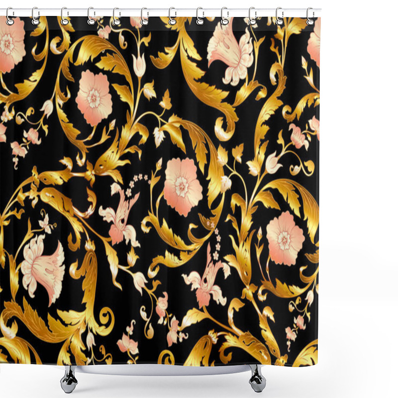 Personality  Seamless Pattern With Stylized Flowers In Medieval Style Shower Curtains