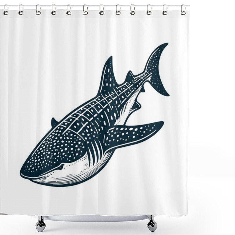 Personality  Whale Shark Hand Drawn Vector Illustration Shower Curtains