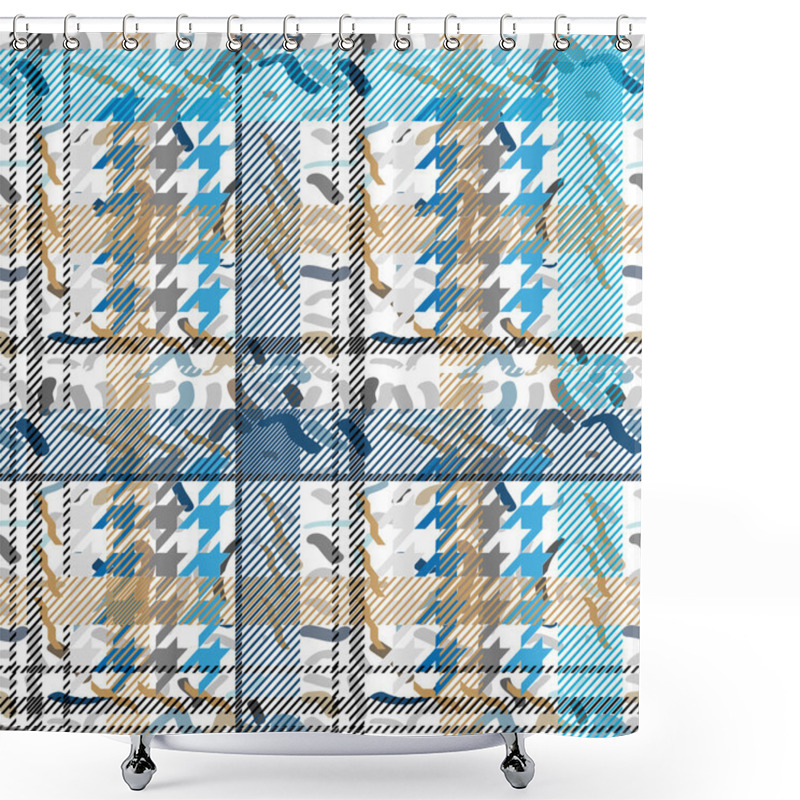 Personality  Seamless Checkered Woolen Pattern. Classical English HoundsTooth Print Prince Of Waves Shower Curtains