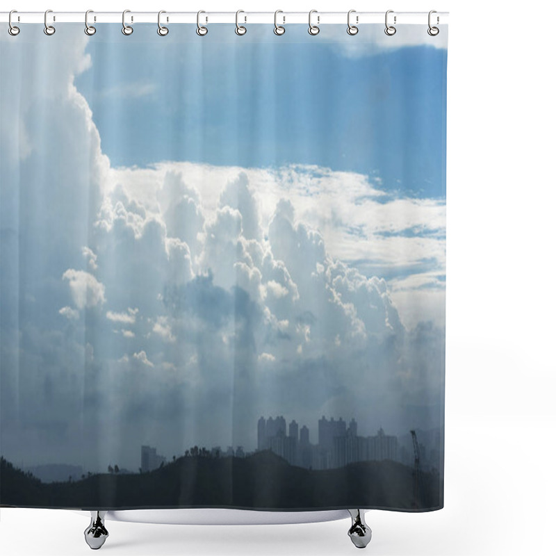 Personality  Dramatic Cloudscape Over City Skyline Shower Curtains