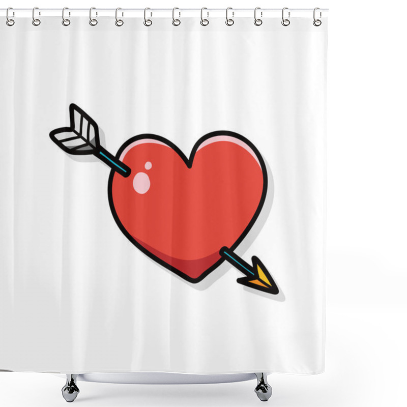 Personality  Valentines Heart Arrow Doodle Shower Curtains