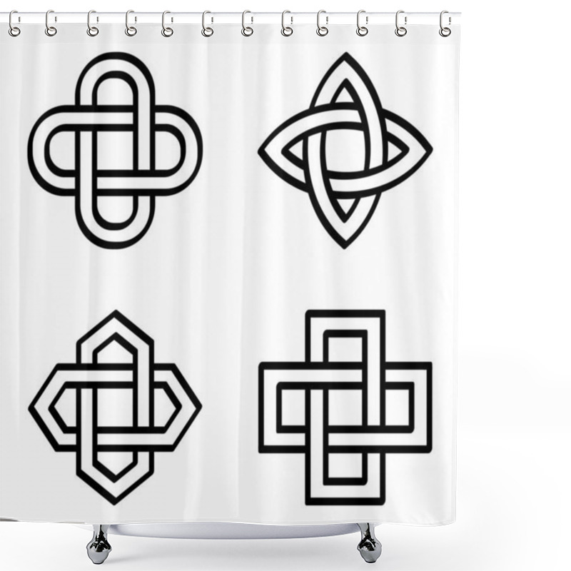 Personality  Vector Monochrome Icon Set With Ancient  Decorative Motif Solomon's Knot For Your Project Shower Curtains