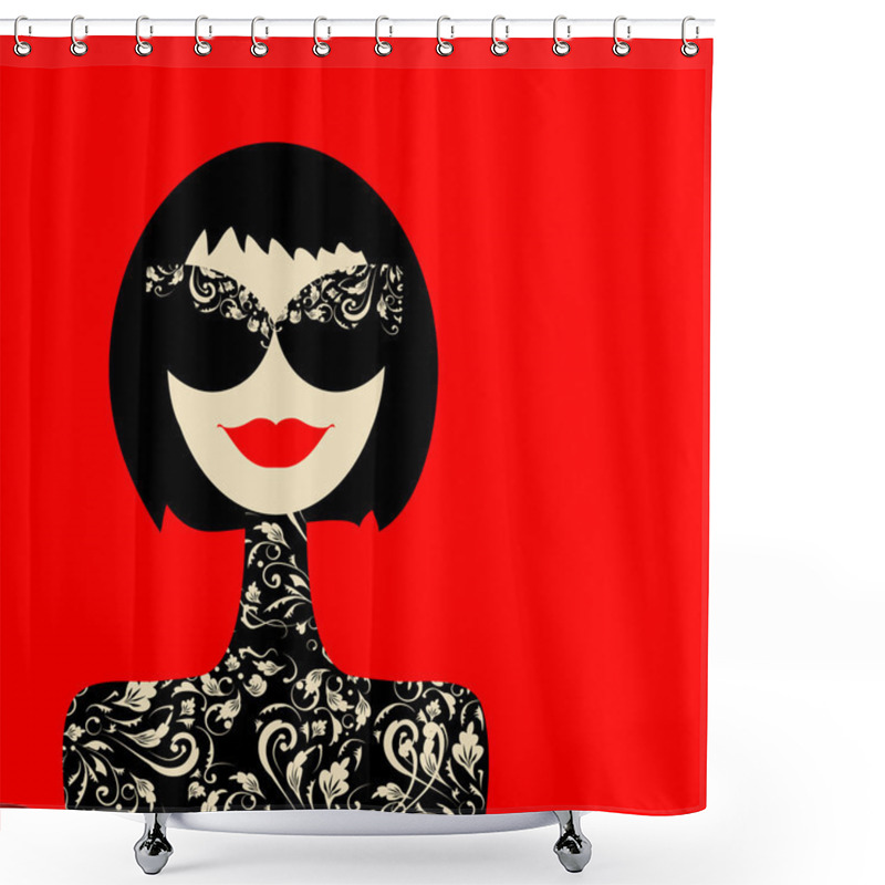 Personality  Fashion Woman Portrait For Your Design Shower Curtains