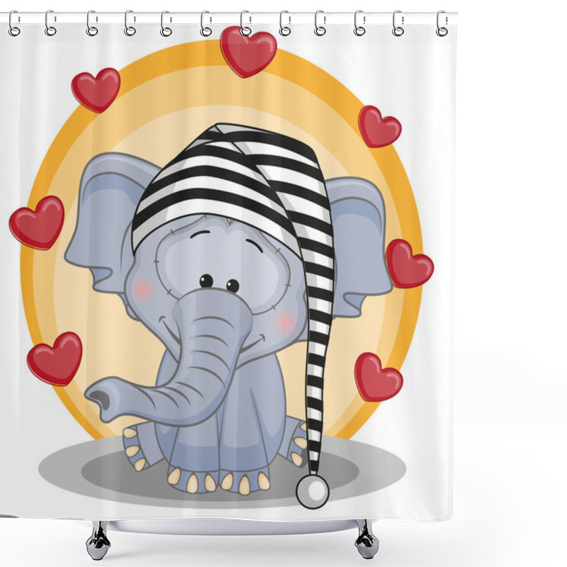 Personality  Elephant With Hearts Card Shower Curtains