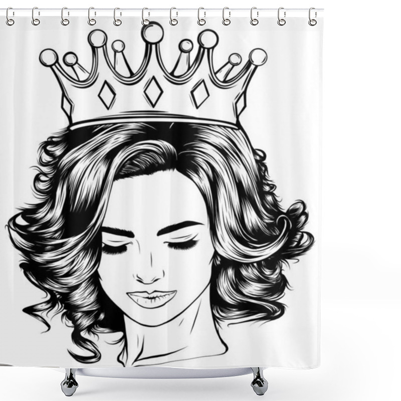 Personality  Skull Girl With A Crown. Vector Illustration Design Shower Curtains