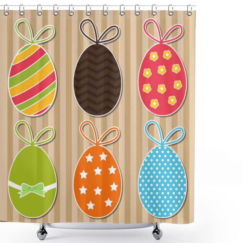 Personality  Bright Easter Eggs Card. Vector Shower Curtains