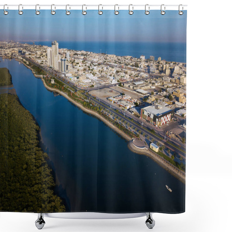 Personality  Ras Al Khaimah Corniche With Mangroves Aerial View Shower Curtains