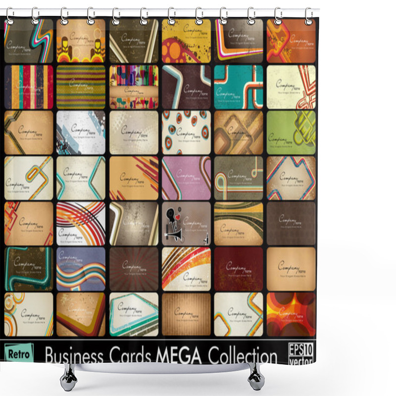 Personality  Mega Collection Abstract Vector Retro Business Cards Set In Vari Shower Curtains