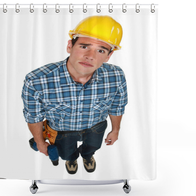 Personality  Sad Looking Builder Shower Curtains