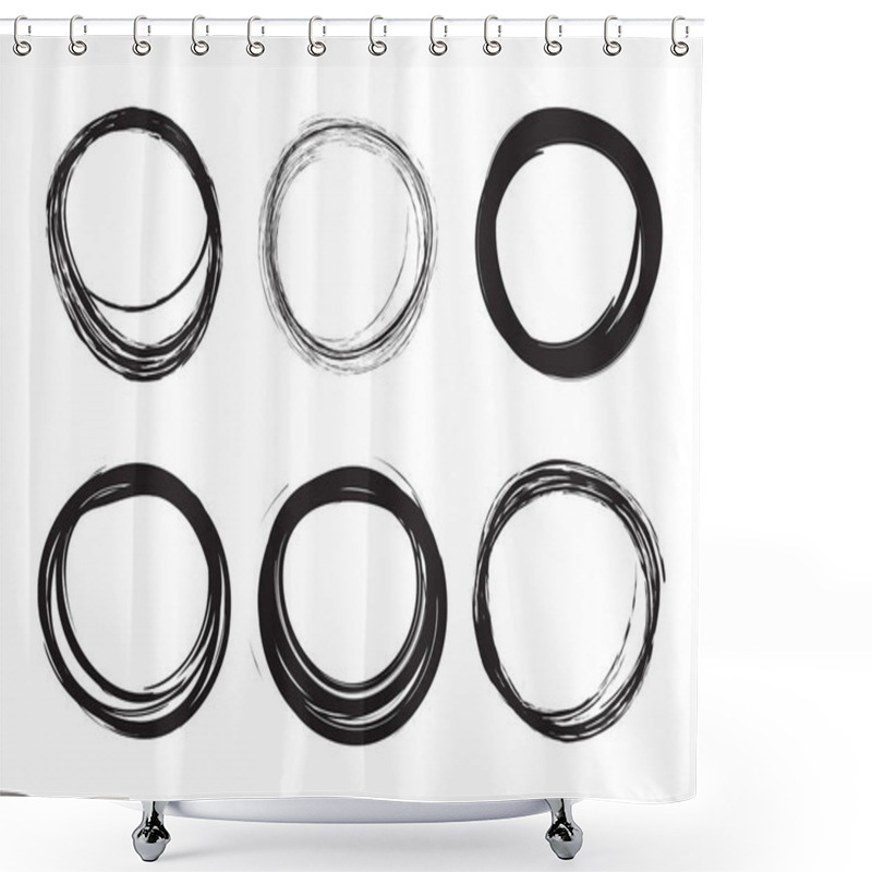 Personality  Hand-drawn Scribble Circles Shower Curtains