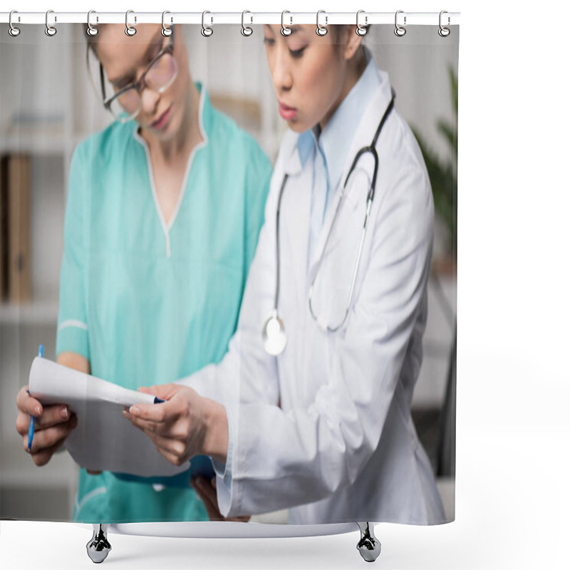 Personality  Doctors Working Together At Clinic Shower Curtains