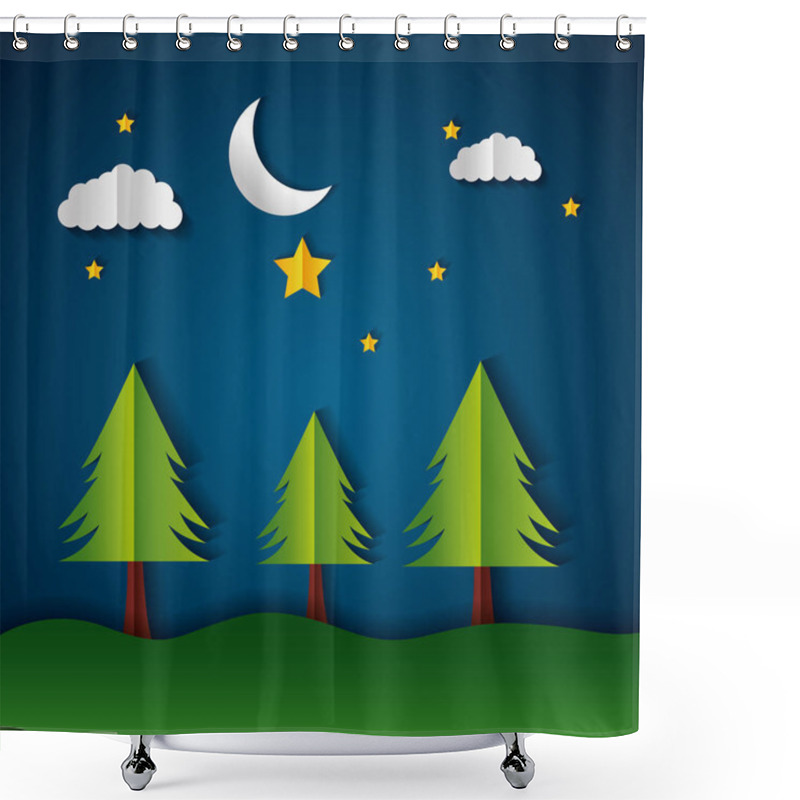 Personality  Paper Origami Landscape Shower Curtains