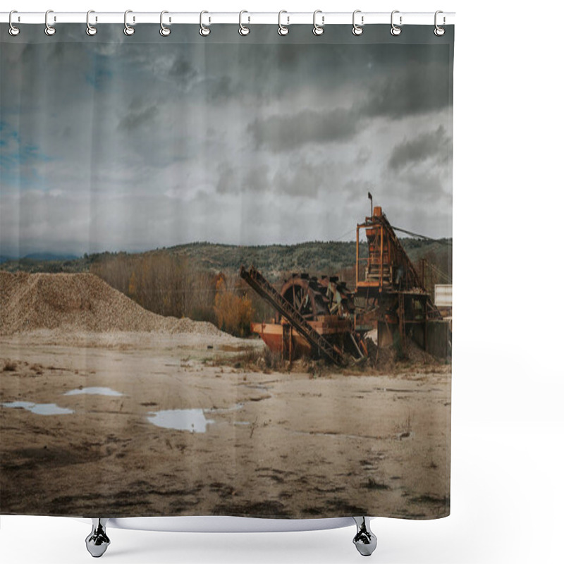 Personality  Rock Crushing Machine Shower Curtains