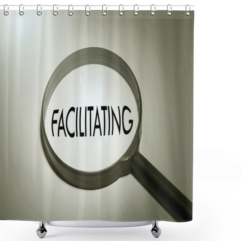 Personality  Magnifying Glass With The Word Facilitating Shower Curtains