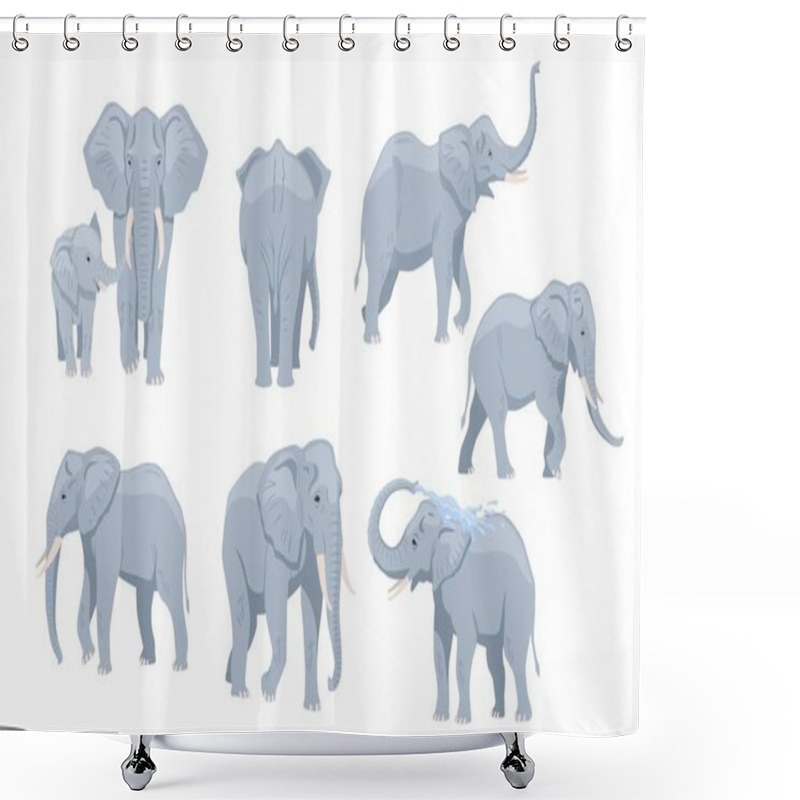 Personality  Set Of Big Gray African Elephants Shower Curtains