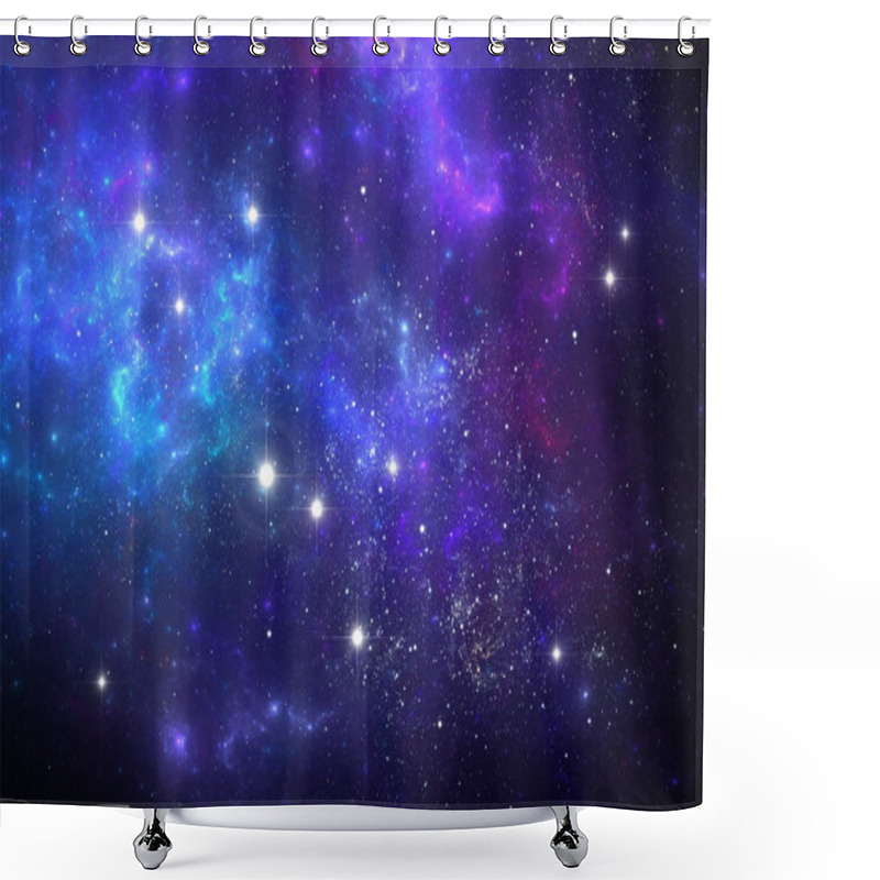 Personality  Night Sky Space Background With Nebula And Stars, Illustration Shower Curtains