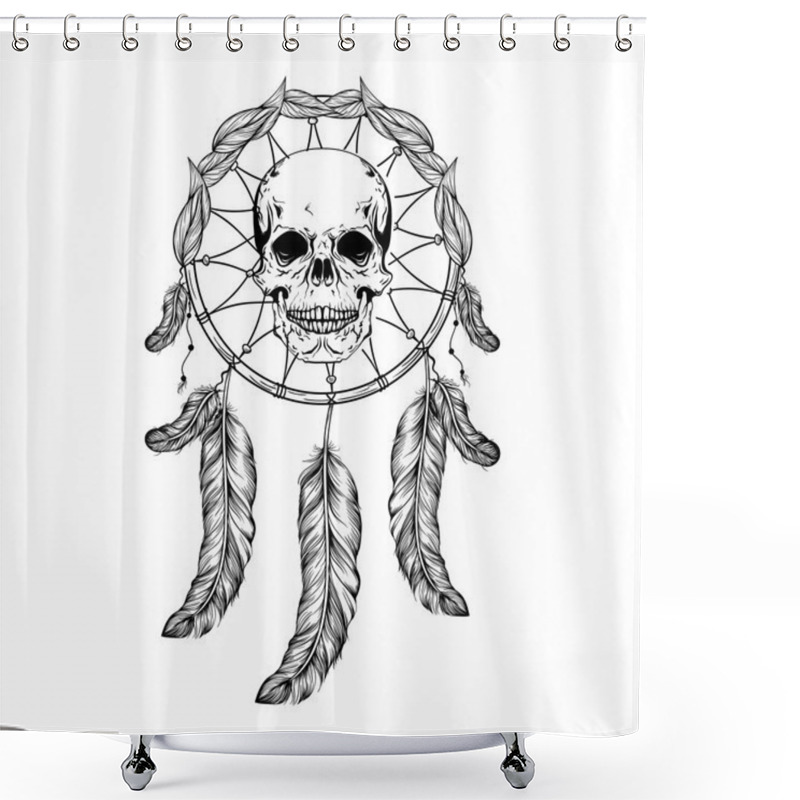 Personality  Dream Catcher With Feathers And Leafs, Skull In Center Maden In  Shower Curtains