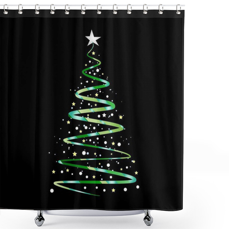 Personality  Christmas Background With Christmas Tree, Vector Illustration. Shower Curtains