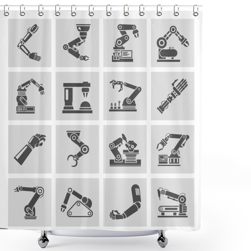 Personality  Robotic Arm Icons Black Shower Curtains