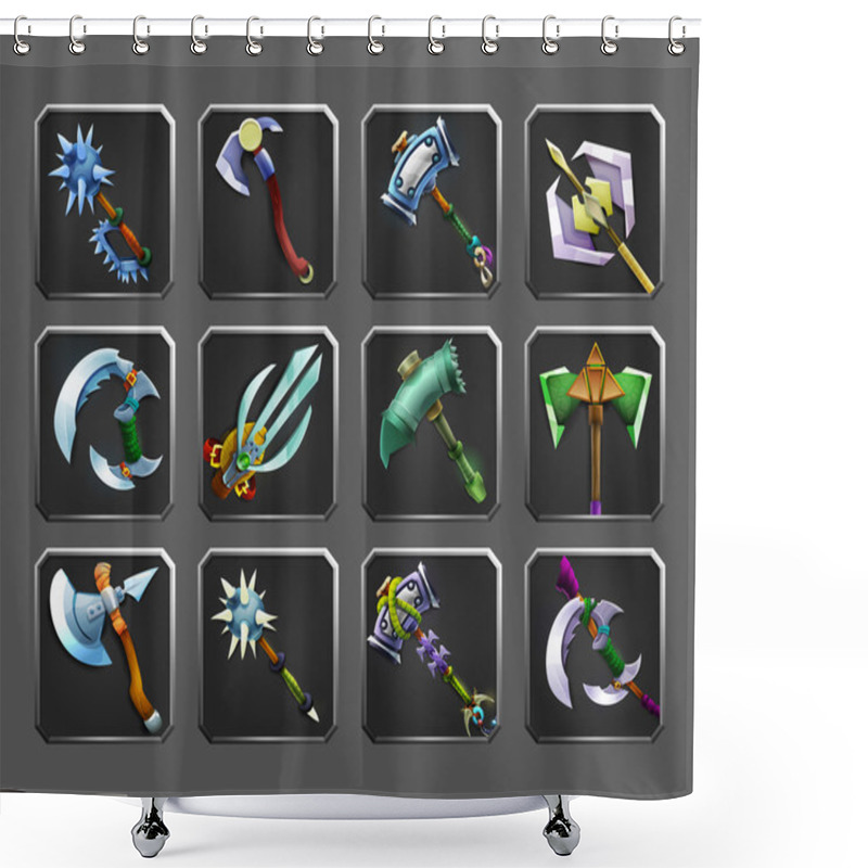 Personality  Set Of Cartoon Medieval Weapons Shower Curtains