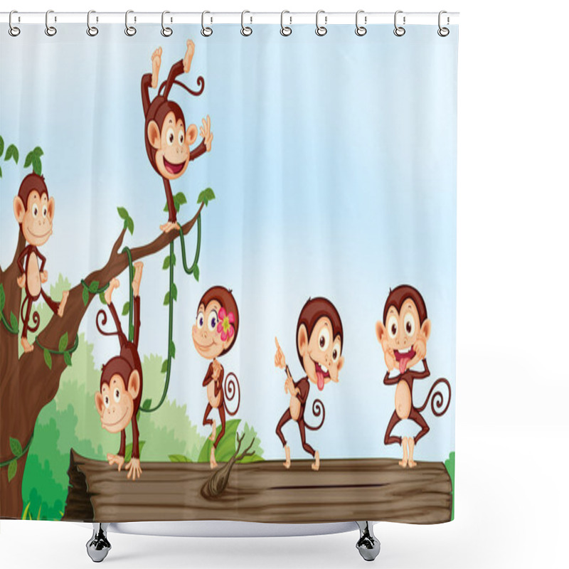 Personality  A Group Of Monkeys Shower Curtains