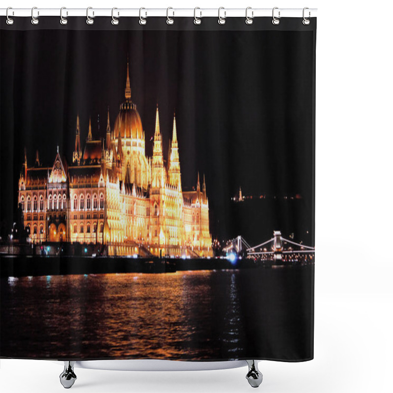 Personality  Night Lights Of The Hungarian Parliament Shower Curtains