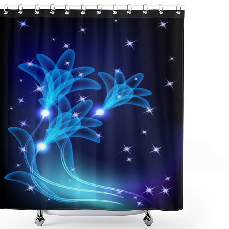 Personality  Transparent Flowers And Stars Shower Curtains