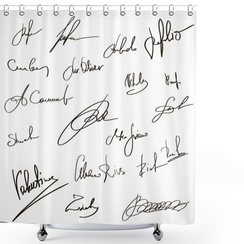 Personality  Set Of Imaginary Signatures. Vector Illustration Shower Curtains