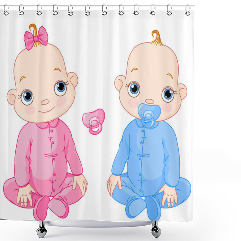 Personality  Cute Sitting Twins Shower Curtains