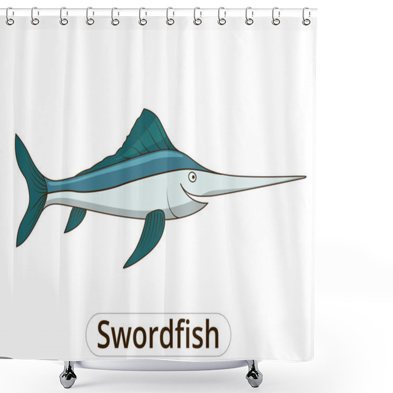 Personality  Swordfish Underwater Animal Cartoon Illustration Shower Curtains