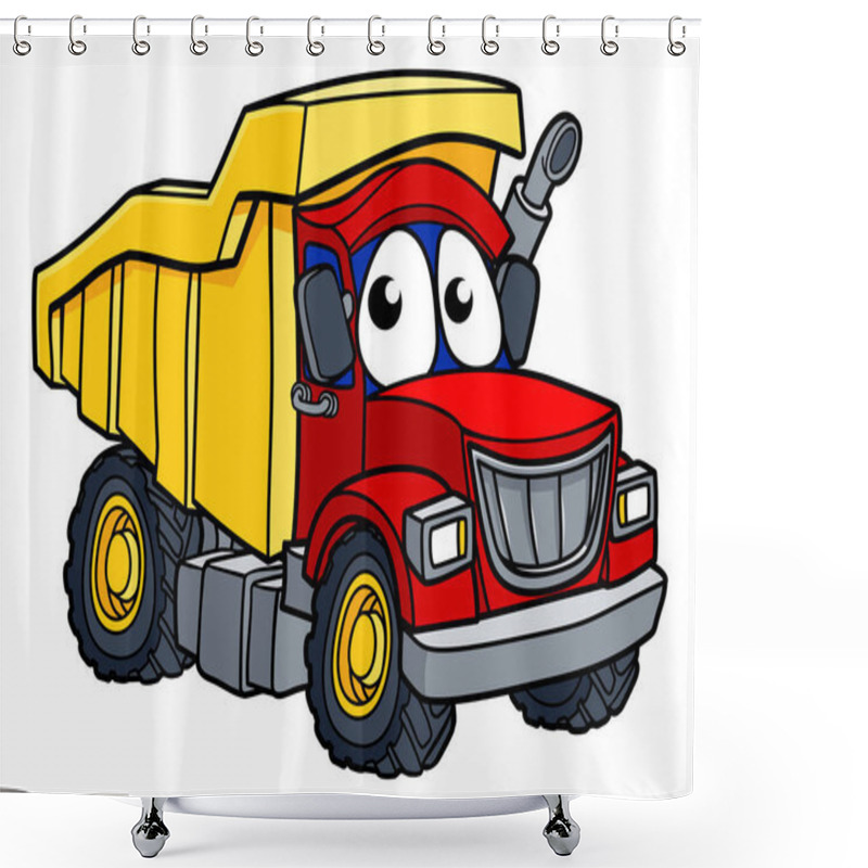 Personality  Dump Tipper Truck Lorry Construction Vehicle Cartoon Character Shower Curtains