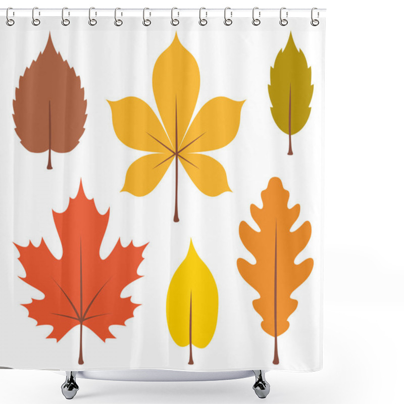 Personality  Autumn Leaves Isolated On White Background. Vector Illustration In Flat Style Shower Curtains