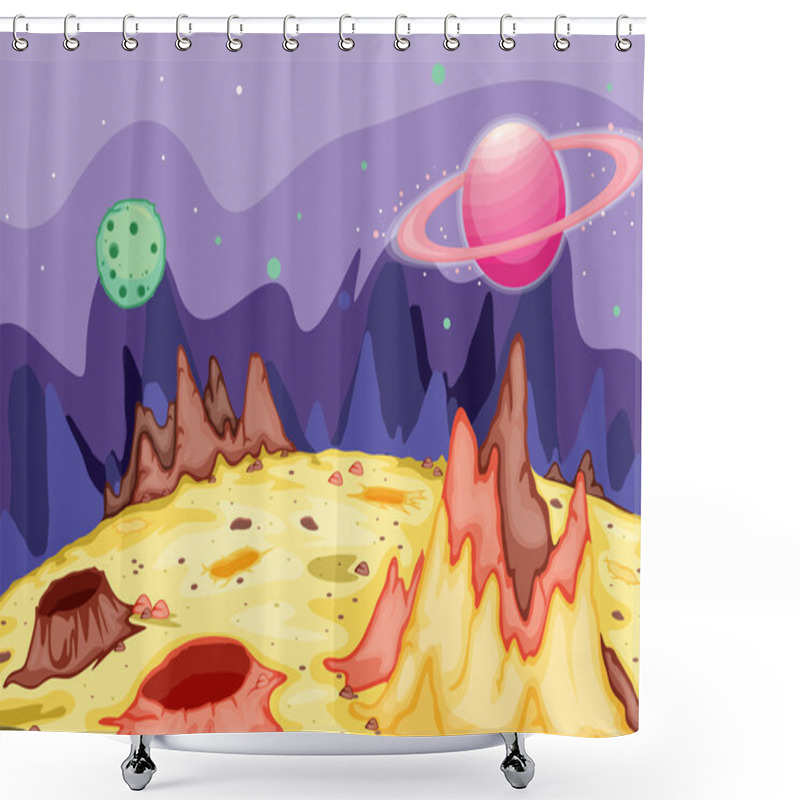 Personality  Planet Surface Shower Curtains