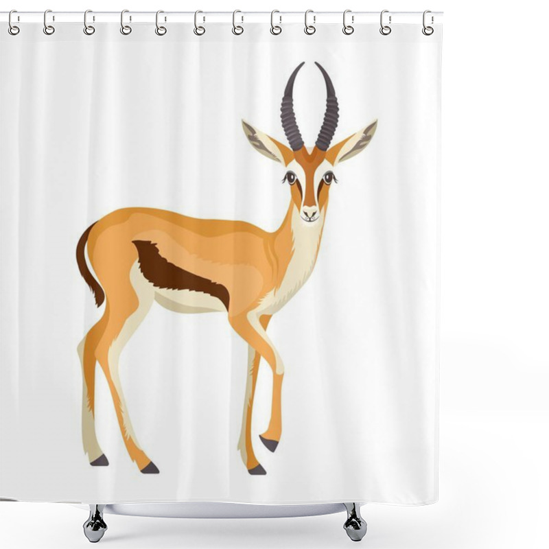 Personality  Gazelle Or Antelope With Horn. African Mammal Animal In Wildlife. Vector Shower Curtains