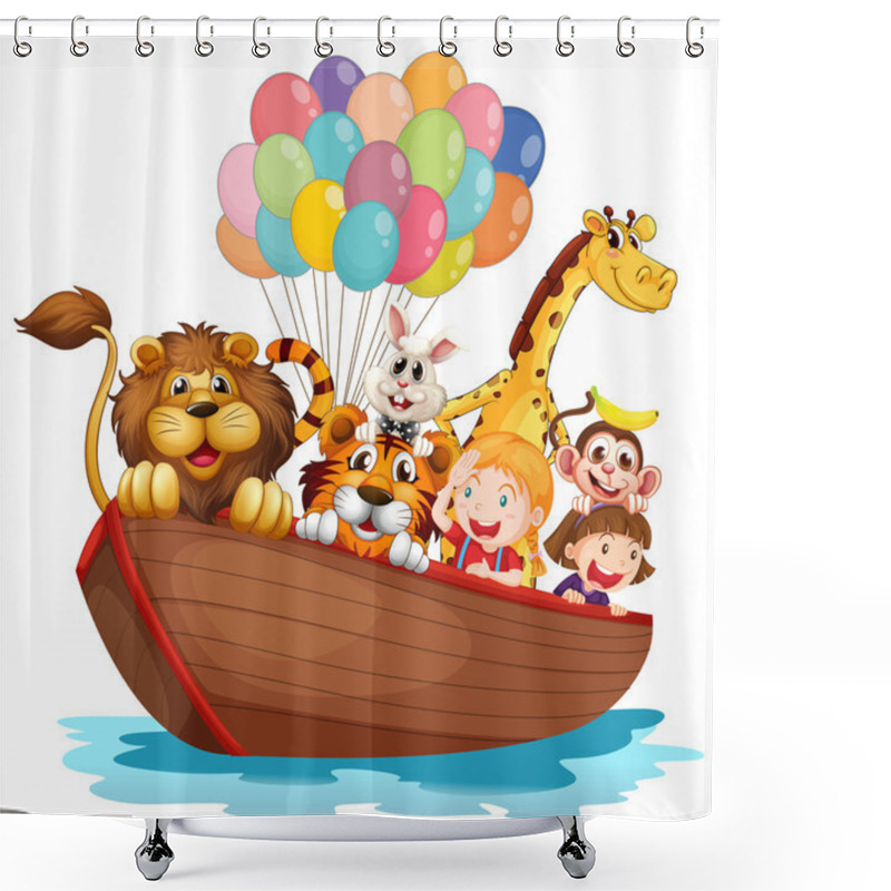 Personality  A Boat Full Of Animals Shower Curtains