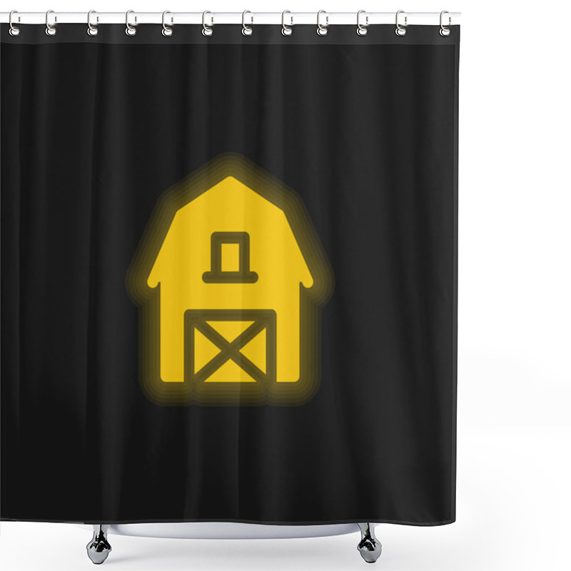 Personality  Barn Yellow Glowing Neon Icon Shower Curtains