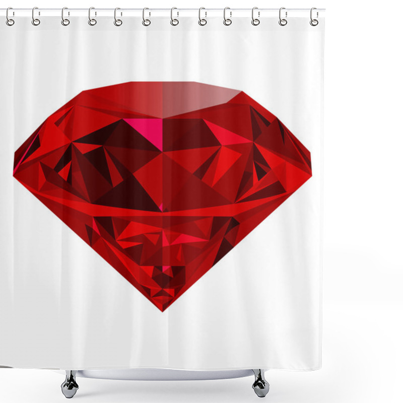 Personality  Realistic Red Ruby Isolated On White Background Shower Curtains