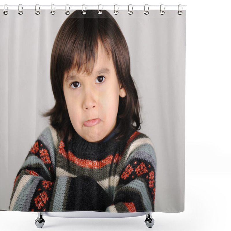 Personality  Angry Boy With Long Hair Shower Curtains